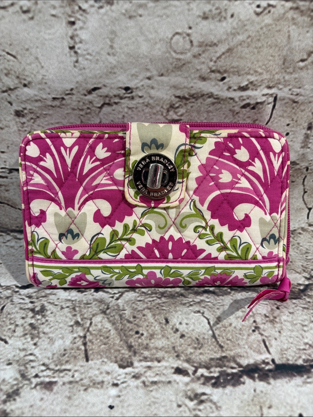 Vera Bradley Turnlock Wallet featuring the vibrant, retired "Julep Tulip"